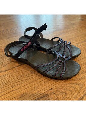 TEVA WOMENS PINK BLUE STRAPPY SANDALS SIZE 10